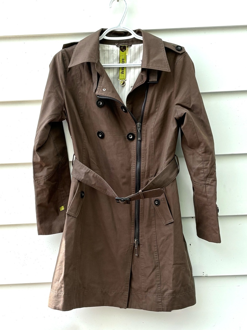 SOIA & Kyo Brown Belted Trench Coat | M